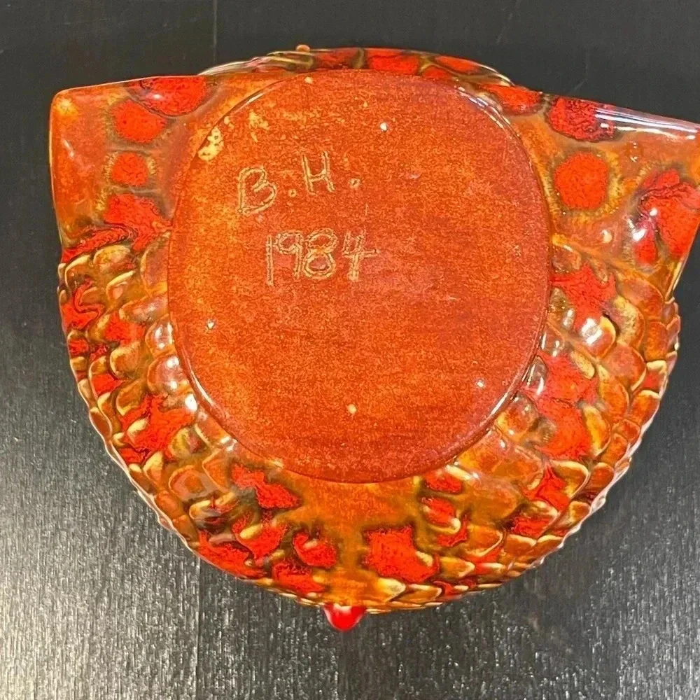 Vintage 80s Hand Painted Ceramic Turkey Covered Thanksgiving Dish